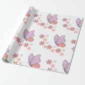 Papier Cadeau Art floral aux papillons mignons (Déroulé)