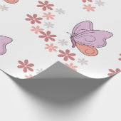 Papier Cadeau Art floral aux papillons mignons (Coin)