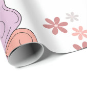 Papier Cadeau Art floral aux papillons mignons (Coin rond)