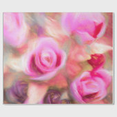 Papier Cadeau Art floral chic de printemps rose profond (Plat)