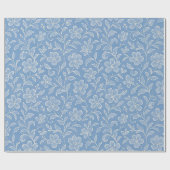 Papier Cadeau Art Floral Feuille Classique Motif Sur Bleu Clair (Plat)