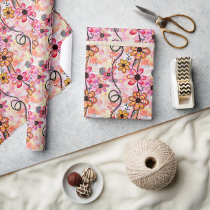 Papier Cadeau Art Floral Impression - Fleurs Abstraites et Vins