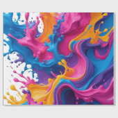 Papier Cadeau Art fluide Abstrait vif - Design d'éclaboussure co (Plat)