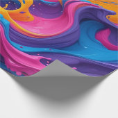 Papier Cadeau Art fluide Abstrait vif - Design d'éclaboussure co (Coin)