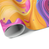 Papier Cadeau Art fluide Abstrait vif - Design d'éclaboussure co (Coin rond)