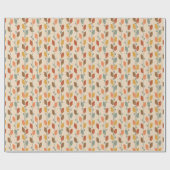 Papier Cadeau Art folklorique d'automne Orange et Feuille Brown (Plat)