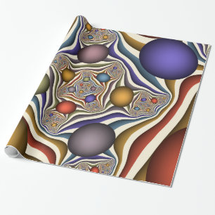 Papier Cadeau Art fractal abstrait moderne et coloré qui s'envol
