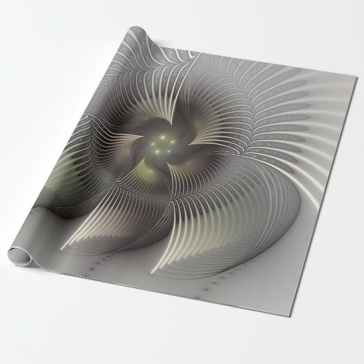 Papier Cadeau Art fractal forme 3D abstraite moderne (Déroulé)