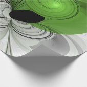 Papier Cadeau Art fractal noir et blanc abstrait avec vert (Coin)