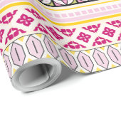 Papier Cadeau Art frontalier ethnique (Coin rond)