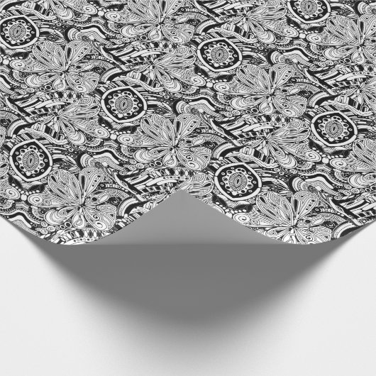 Papier Cadeau Art Géométrique Noir Et Blanc 15 (Coin)