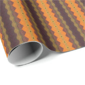 Papier Cadeau Art géométrique orange brun vert (Coin rond)