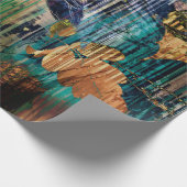 Papier Cadeau art graphique et aquarelle automne coloré noir (Coin)