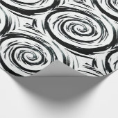 Papier Cadeau Art hypnotique blanc et noir de remous (Coin)
