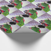 Papier Cadeau Art japonais Geisha avec kimono et parapluie (Coin)