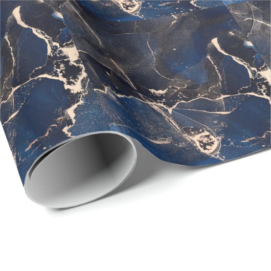 Papier Cadeau Art Liquide Luxe : Encre-Alcool Abstraite (Coin rond)