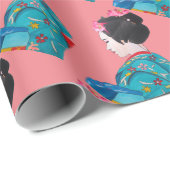 Papier Cadeau Art mignon de fleurs de cerisier japonaises de (Coin rond)