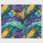 Papier Cadeau Art moderne coloré fluide Peinture encre d'alcool (Plat)