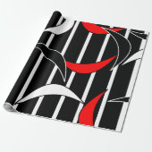 Papier Cadeau Art moderne noir, blanc, rouge (Déroulé)
