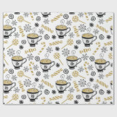 Papier Cadeau Art Motif de Noël Avec Café (Plat)