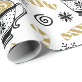 Papier Cadeau Art Motif de Noël Avec Café (Coin rond)