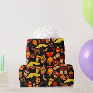 Papier Cadeau Art Motif traditionnel tribal africain