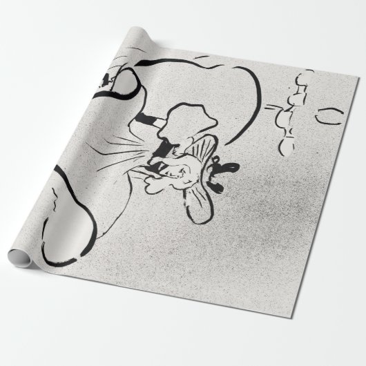 Papier Cadeau Art noir et blanc Jane Avril par Toulouse Lautrec (Déroulé)