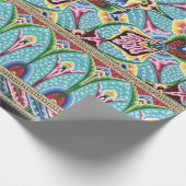 Papier Cadeau Art nouveau abstrait motif textile art bleu rose (Coin)