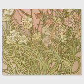 Papier Cadeau Art Nouveau Alfonse Mucha fleurs d'oeillets floral (Plat)