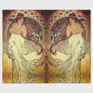 Papier Cadeau Art nouveau Alphonse Mucha élégante femme vintage