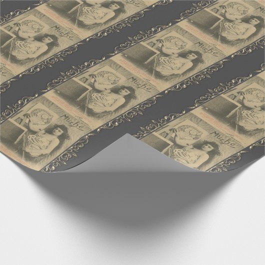 Papier Cadeau Art nouveau Alphonse mucha femme photo d'art (Coin)