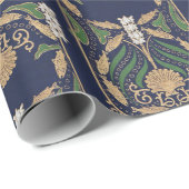 Papier Cadeau Art Nouveau Ancien Livre Couverture Coques de mer (Coin rond)