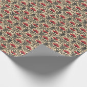 Papier Cadeau Art Nouveau Floral Rouge & Noir sur Beige (Coin)