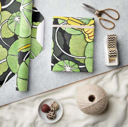 Papier Cadeau Art Nouveau Golden Yellow Nasturtium motif (Artisanat)