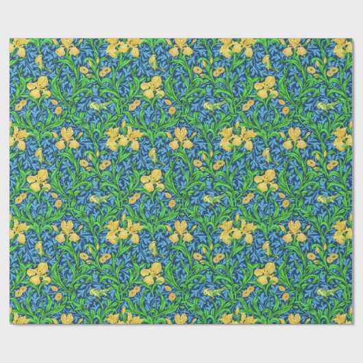 Papier Cadeau Art Nouveau Iris Imprimer, jaune et bleu Cobalt (Plat)