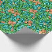 Papier Cadeau Art nouveau Iris Imprimer, orange et turquoise (Coin)
