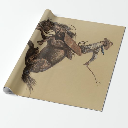 Papier Cadeau Art occidental "Bucking Horse" par Will James (Déroulé)
