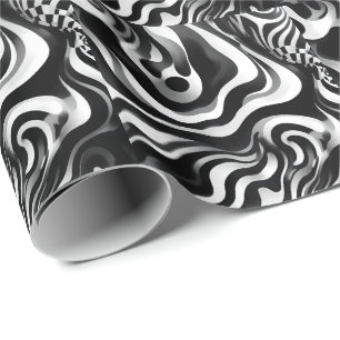 Papier Cadeau Art Op Vave Noir Et Blanc,