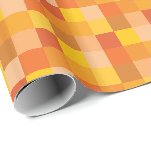 Papier Cadeau Art orange et jaune de pixel du motif | de (Coin rond)