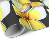 Papier Cadeau Art original de la fleur Tropical Jaune Frangipani (Coin rond)