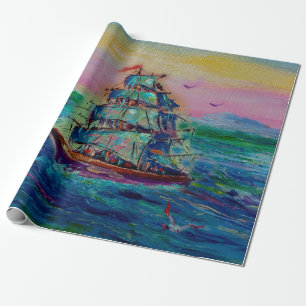 Papier Cadeau Art painting Oil color barque lucky thailandabstra