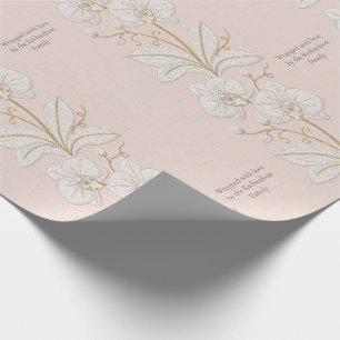 Papier Cadeau Art peint au fil Orchidée ivoire personnalisé