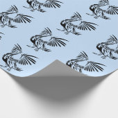 Papier Cadeau Art Pélican Tribal sur Bleu (Coin)