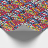Papier Cadeau Art pop rétro, motif de la bande dessinée. (Coin)