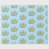 Papier Cadeau Art Pop Rose Jaune Style Champignons Rétro Anniver (Plat)