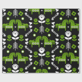 Papier Cadeau Art populaire de cheval scandinave (Plat)