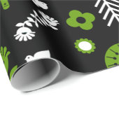 Papier Cadeau Art populaire de cheval scandinave (Coin rond)