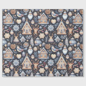 Papier Cadeau Art populaire de Noël scandinave (Plat)