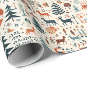 Papier Cadeau Art populaire de Noël scandinave vintage (Coin rond)