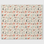 Papier Cadeau Art populaire de Noël scandinave vintage (Plat)